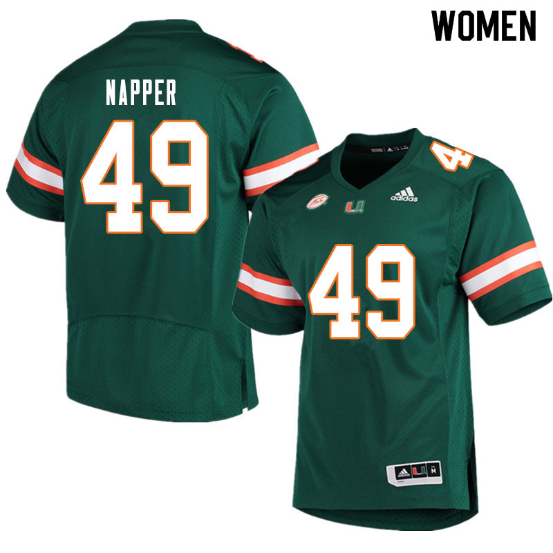 Women #49 Mason Napper Miami Hurricanes College Football Jerseys Sale-Green - Click Image to Close